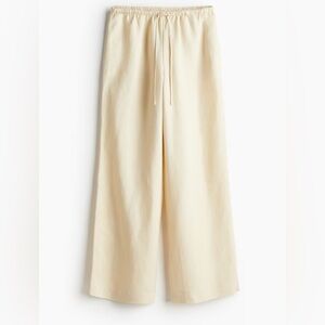 H&M Cream Wide-Leg Low Rise Linen Pants